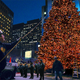 Per the court order, city workers take down the Christmas tree from New York's Rockefeller Plaza.